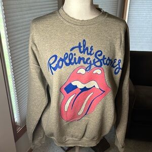 MadeWorn Beige Sweater with Blue and Pink Graphic